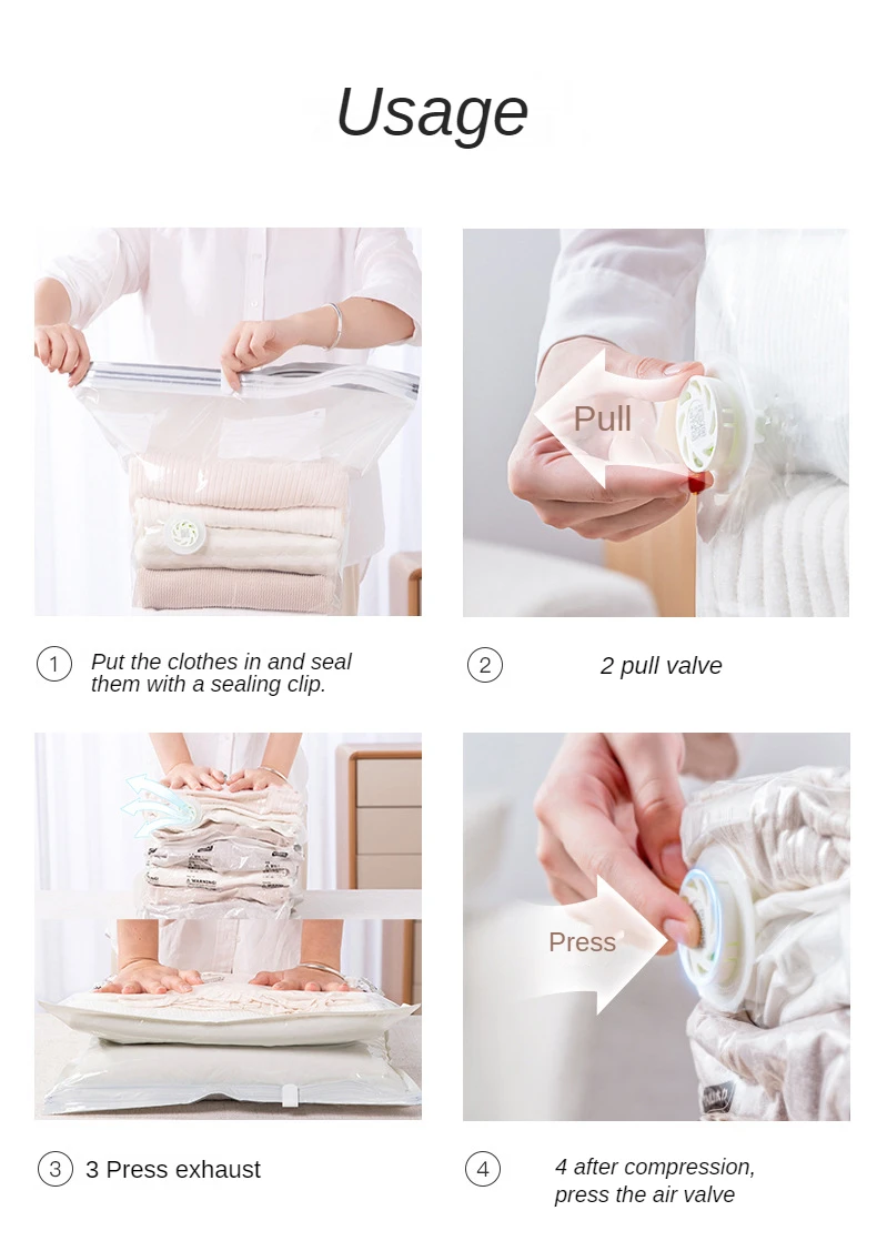 Пластиковый Вакуумный пакет ZQ73 для экономии пространства, дорожный сжатый вакуумный мешок для одежды, ручной насос, прозрачный пакет для хранения