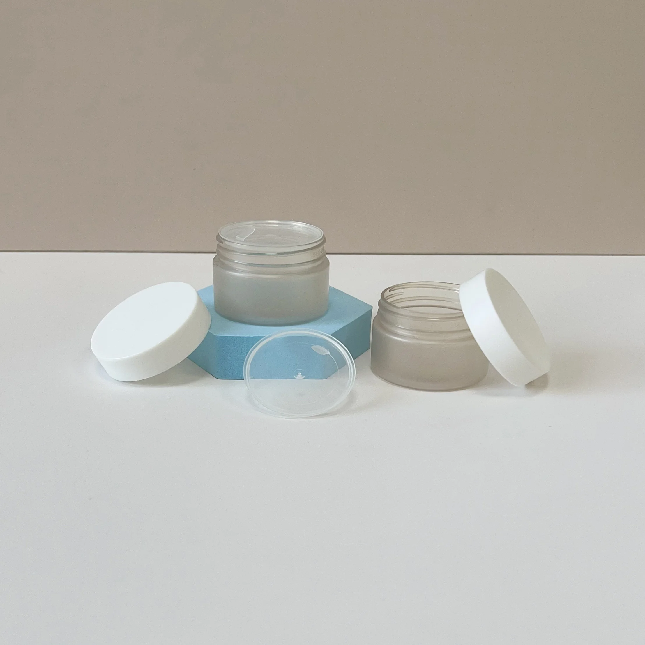 Factory Supply 35ML PET Frosted Cosmetic Container Cream Jar With White Plastic Lid