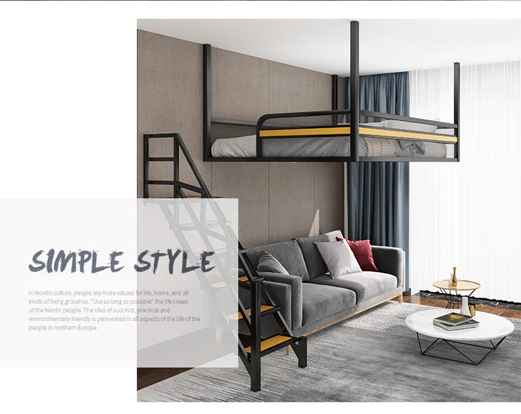 Heavy Duty Loft Bunk Bed – Metal Frame, Simple Design for Apartments ...