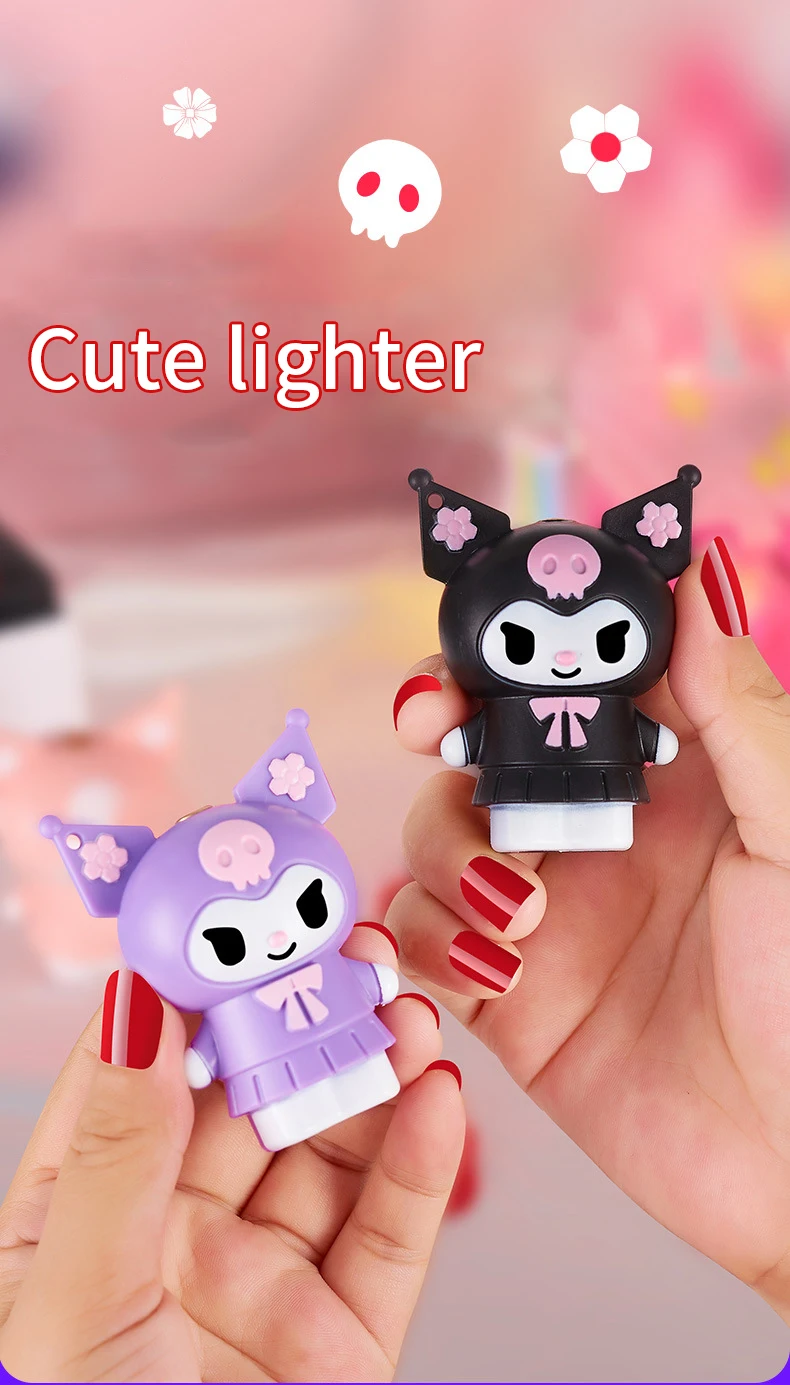 New Cartoon Kawaii Kuromi Figure Model Doll Gas Lighter Refillable ...