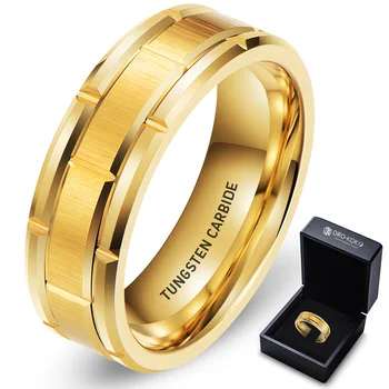 Custom Men and Women Tungsten Carbide Rings Wedding Rings Couple Set 24K Gold Plated Wedding Rings