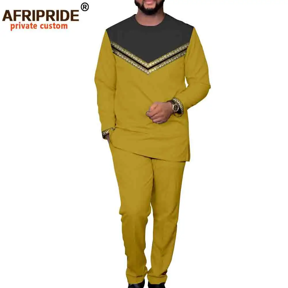 Custom Designed Multi-Color Dashiki Suit for Men Embroidered Long Sleeve Top and Pants for Summer Spring and Winter