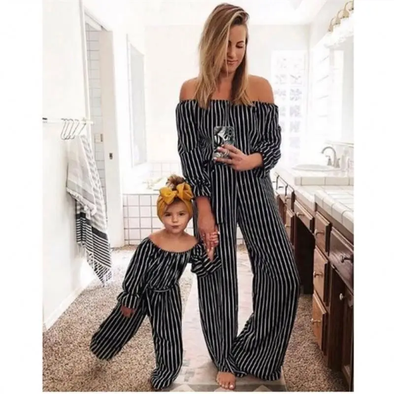 Family Matching Clothes Black Striped 