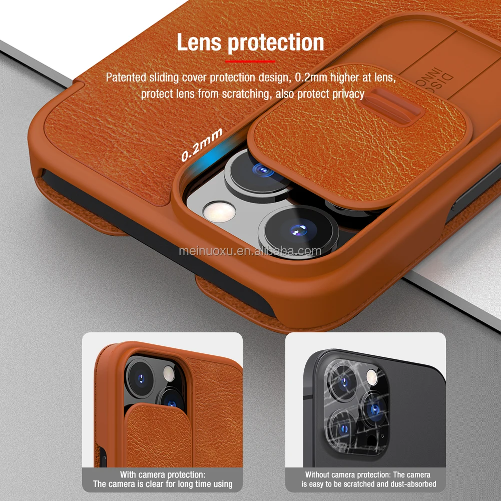 For iPhone 14 Pro Max Clear Case Slide Camera Lens Cover With