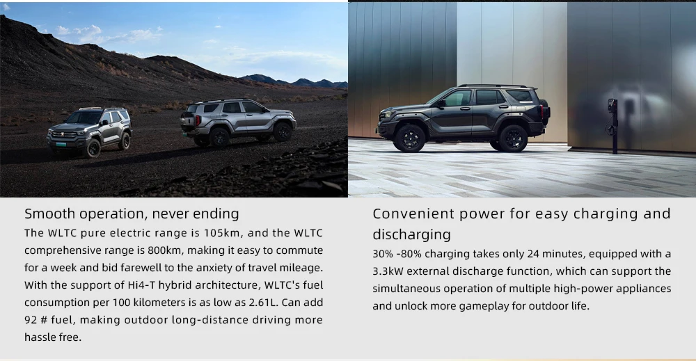 Tank 400 Hi4T Hybrid Great Wall Motor SUV 5 Seater Gwm EV Car 210km Range