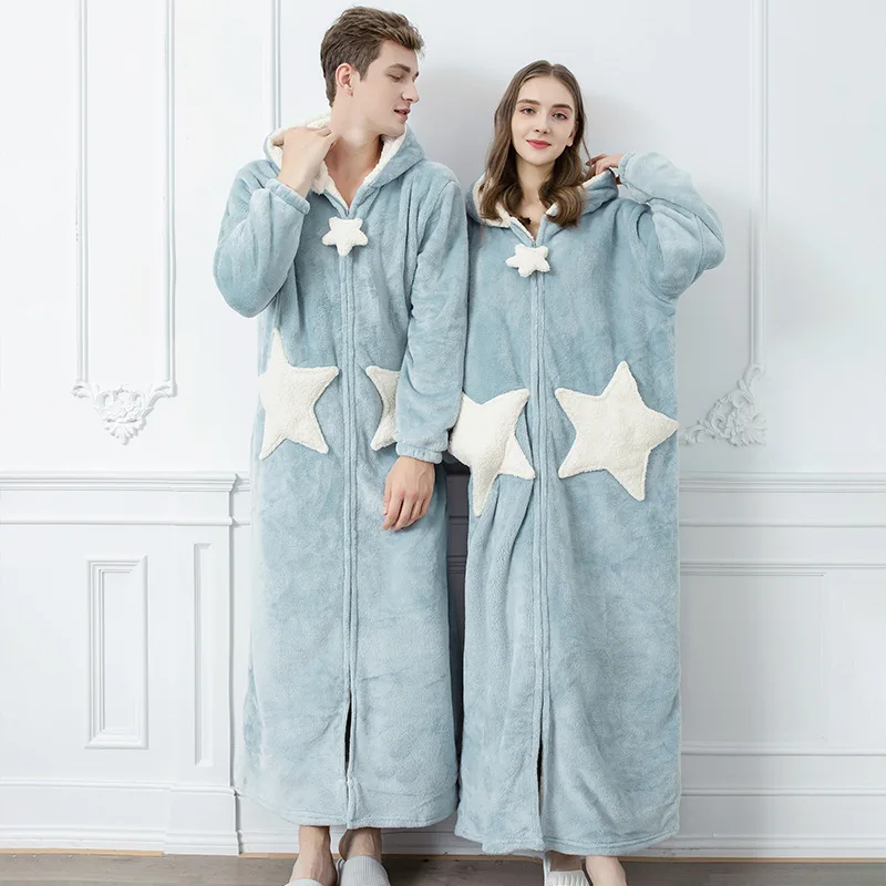 Blue Star Dressing Gown - Fleece Pullover with Zipper Blue Star Dressing Gown - Fleece Pullover with Zipper