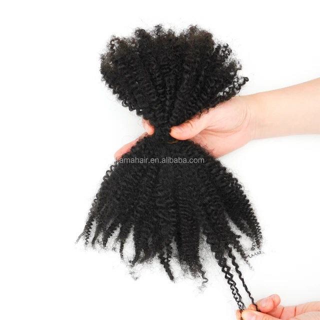 KAMA 4C Kinky Afro Curly Brazilian Remy Virgin Human Hair Bulk Extensions 8in-28in