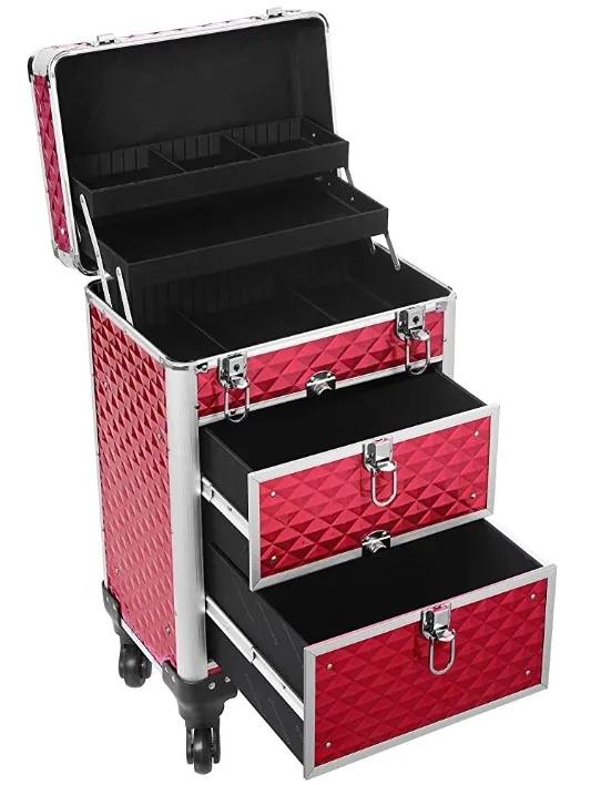 Lockable Makeup CaseRolling Cosmetics Beauty Trolley Box