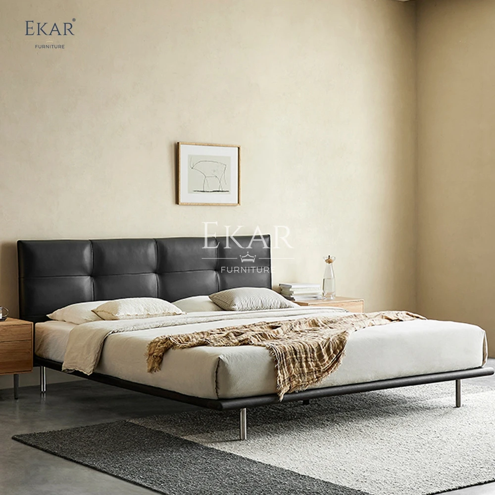 product new design ekar leather back bedroom queen bed-61