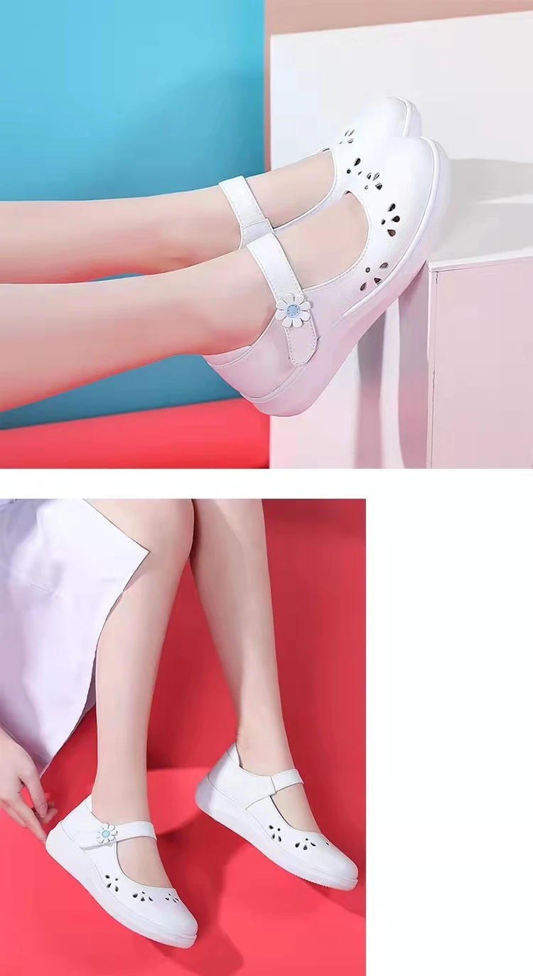 Anti-slip Nursing Shoes Hospital for Women White Shoes Comfort Breathable Soft Bottom Flat Nurse Safety Work Shoes