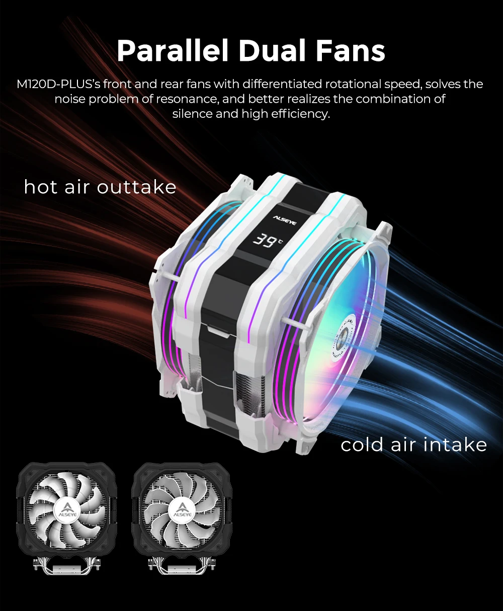 Alseye Fans Cooling M120d plus Cpu Cooler With Led Temperature Display