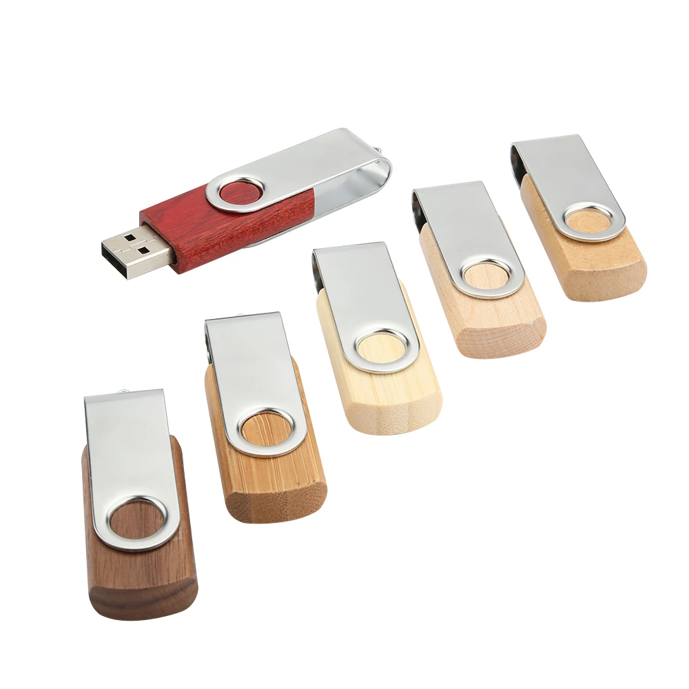 Generic Metal Wooden Swivel Flash Drive Rotating External Storage Memory Stick Usb 2.0 3.0 U Disk Pen Drive