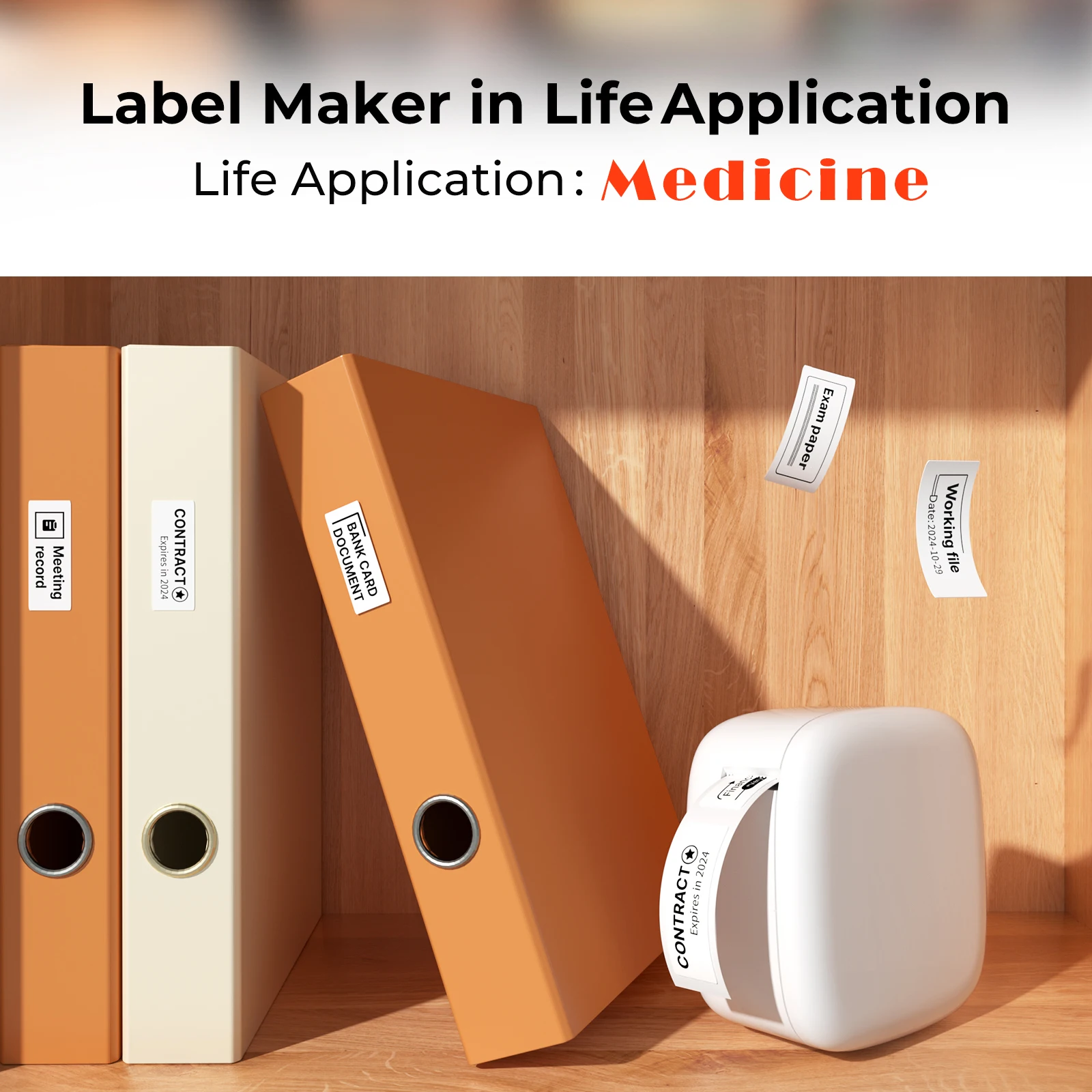 LUCK JINGLE thermal mini label printer for transparent label drug store Kitchen Organization2