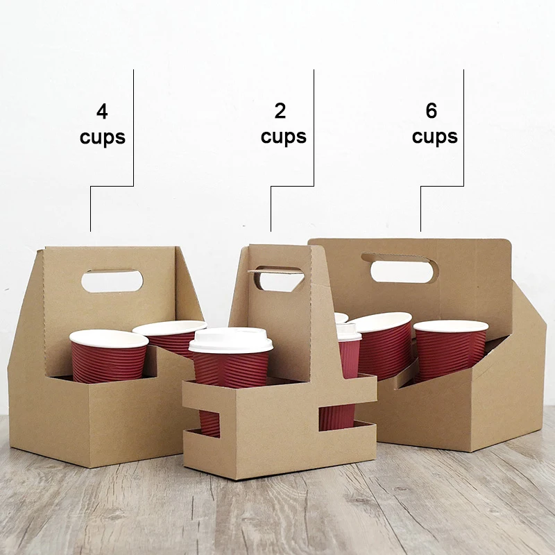 Disposable Take Away Paper Cup Carrier Craft Paper Coffee Cup Holder –  Fastfoodpak