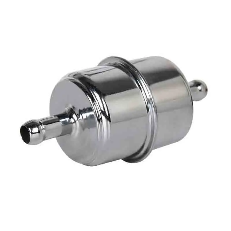 Fuel Filter 3/8" InLine Hose Chrome Canister Carbureted High Flow for Chevy Ford Other Auto Parts