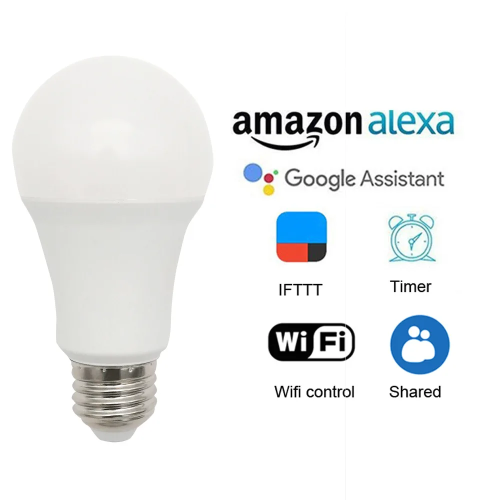 Google Home and Alexa Smart Home RGB Led Bulb Lighting for E26/27