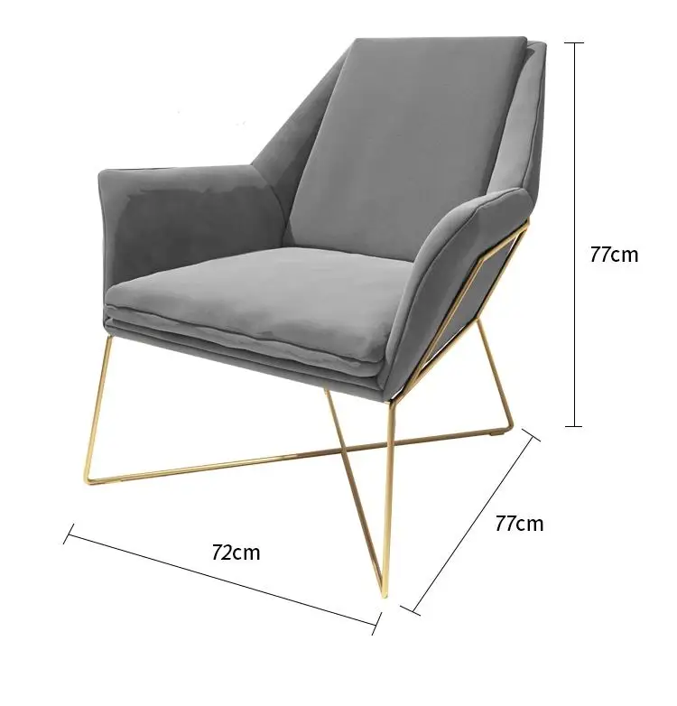 Nordic modern light luxury single sofa two seat three seat combination metal living room leisure sofa chair