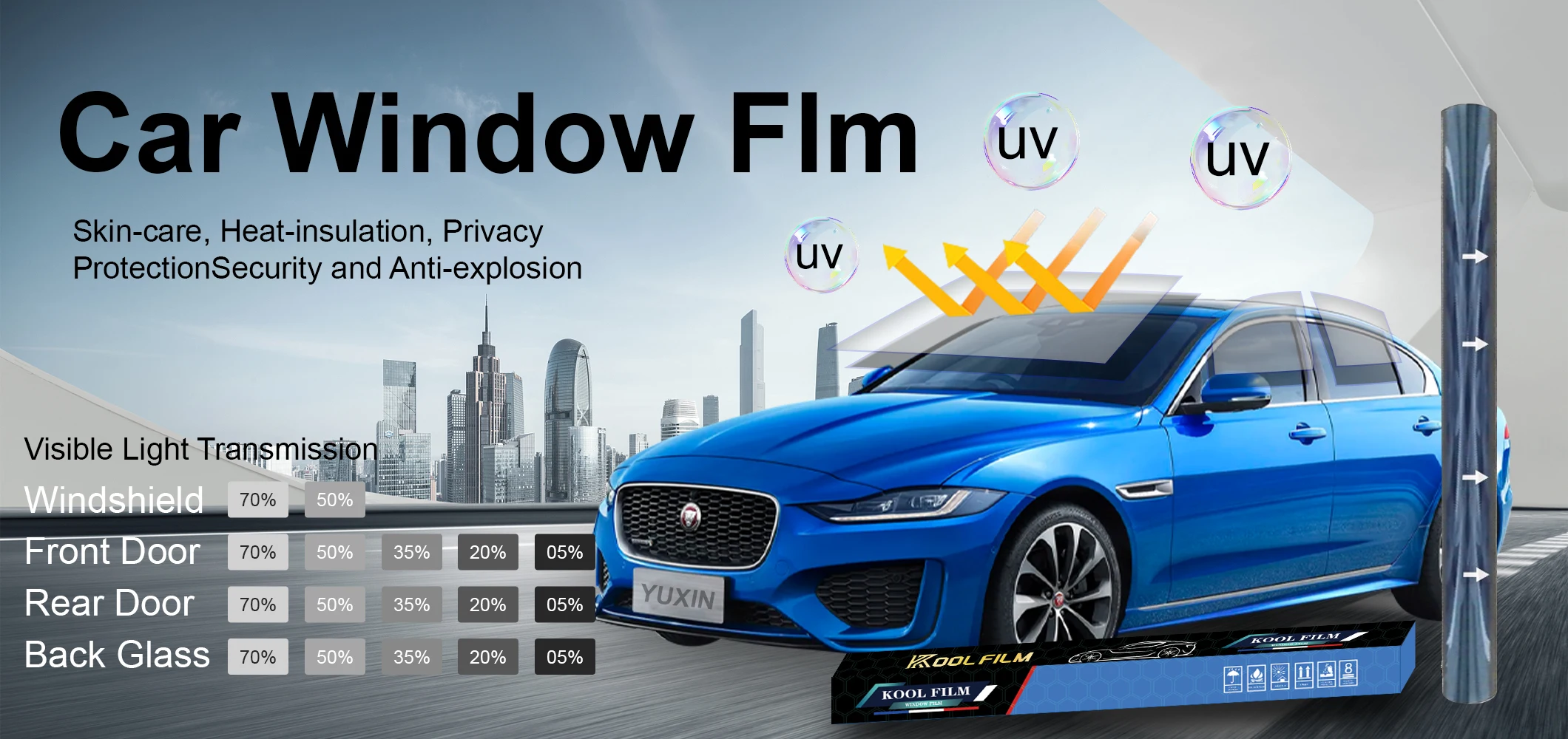 Intersolar Uncut Roll Window Tint Film – For Car, Home & Commercial Use – 2-Ply