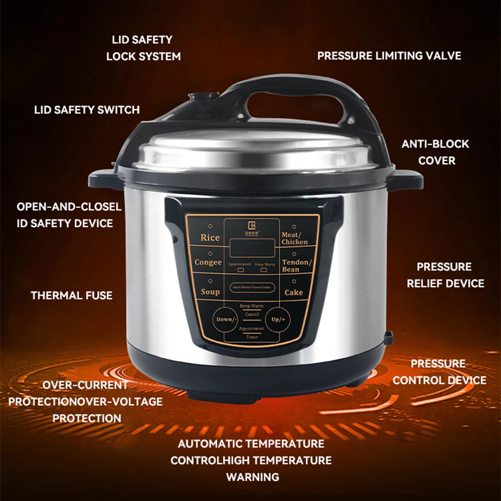 Commercial Pressure Cooker Multifunction Rice Cooker CE CB 6L~12L Stainless Steel 304 Electric Pressure Cooker