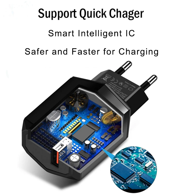 
2020 Новая акция подарок QC3.0 настенное зарядное устройство с двойным USB портом адаптер для путешествий 5V/2.4A 9В/1.8A 12V/1.5A 