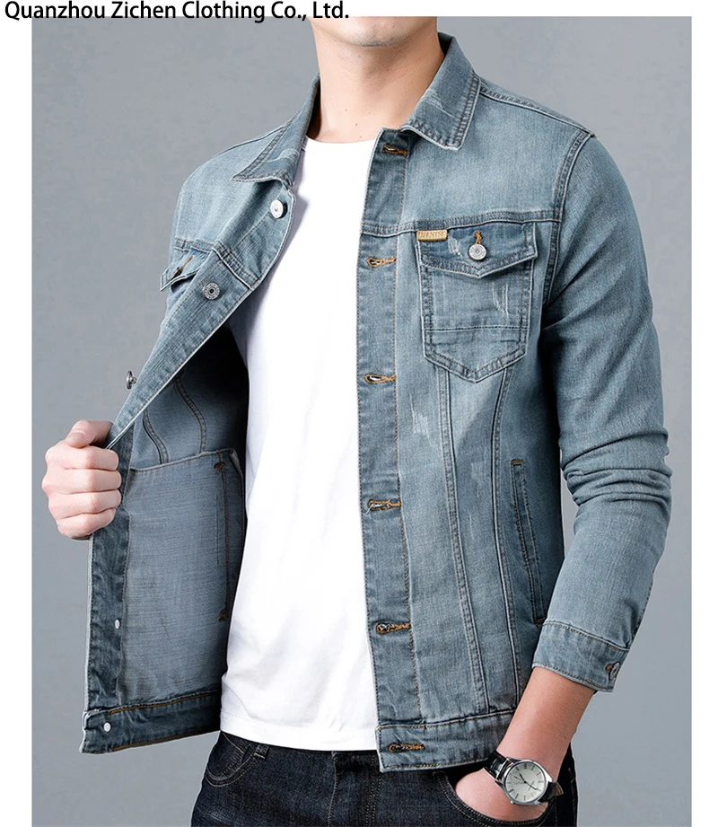 2024 Spring New Men's Casual Cotton Denim Jacket Classic Style Fashion Slim Washed Retro Blue Jeans Coat Male Brand_voghion.com