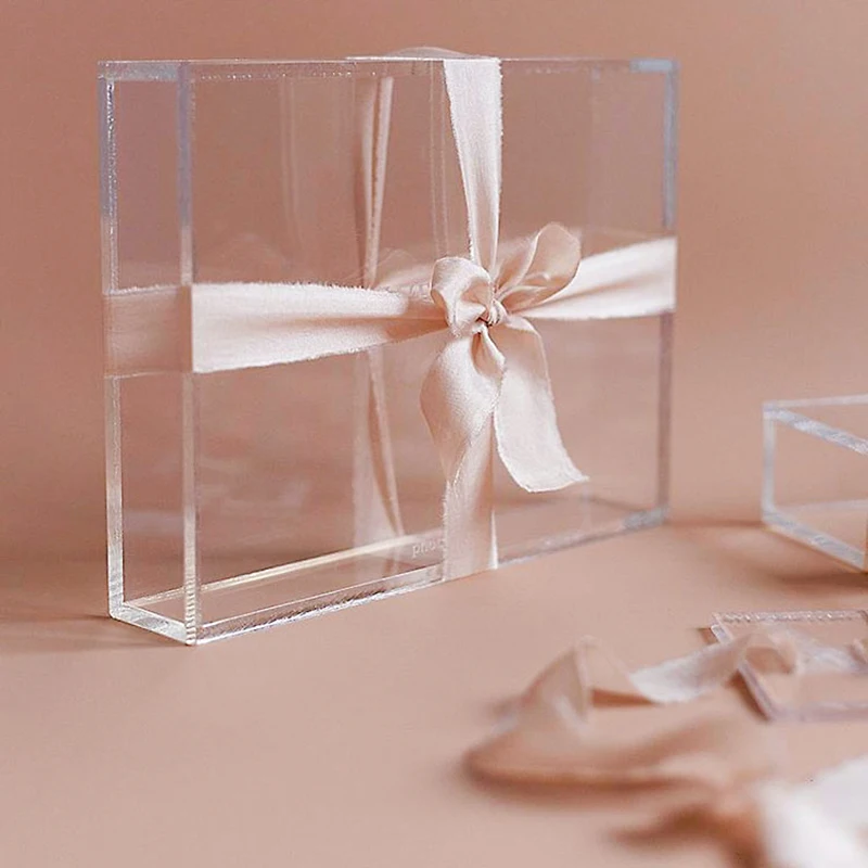 Gift Boxes Acrylic Treat Box with Bamboo Handle Acrylic Gift Box Ideas  Decorative Boxes for Organizing Jewelry Flower Wedding - AliExpress
