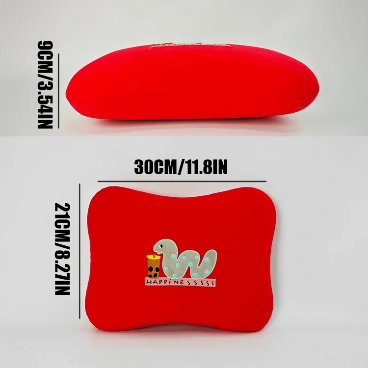 Portable Car Travel Pillow Red Rebound Memory Foam with Removable Bone Shaped Neck Rest Washable for Camping and Sleeping
