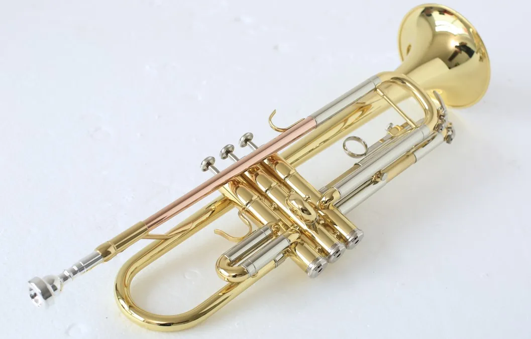 Professional Brass Gold Lacquered Musical Instrument Bb Key Trumpet