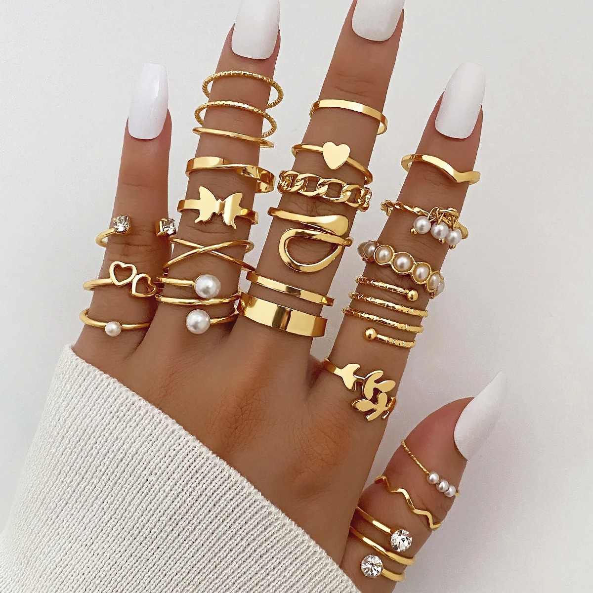 5pcs/set Cross Triangle Heart Hollow Butterfly Knuckle Ring(SKU5217)