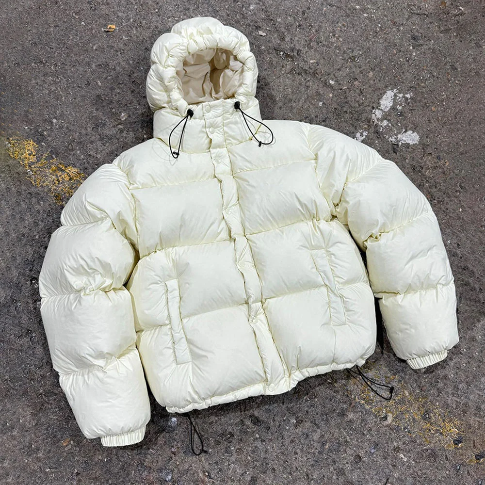 Salati Custom Manufacturers Streetwear Hooded Bubble Puffy Nylon Waterproof Cropped Light Nylon Warm Down Winter Puffer Jacket gallery 8