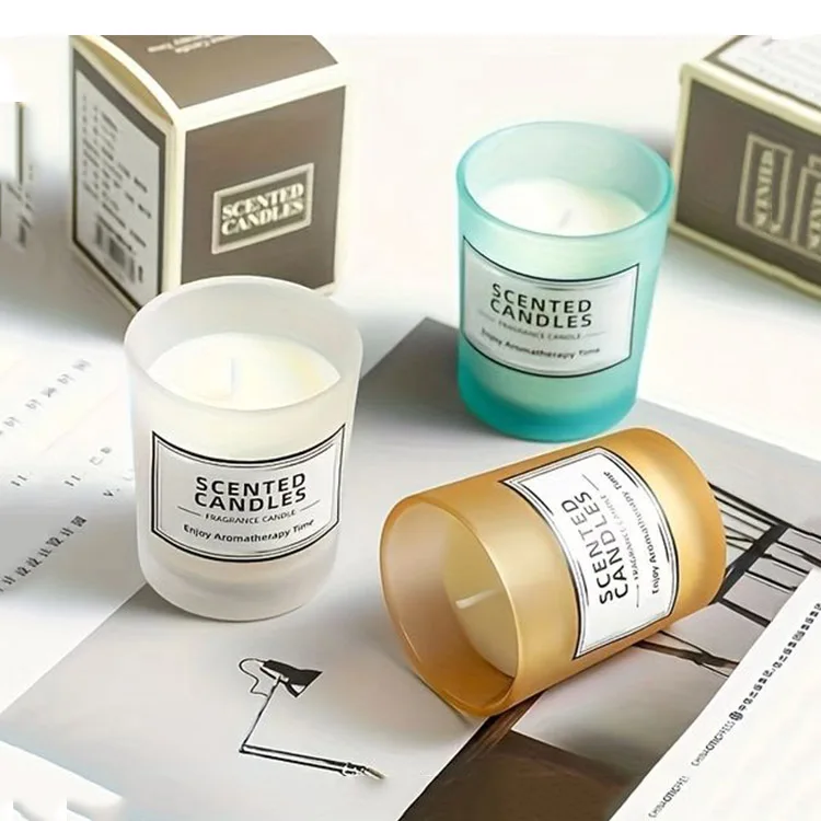 Straight Sided Empty Luxury Custom Colorful Candle Jars with Lid and Boxes Packaging Glass Jars with Lids for Candles