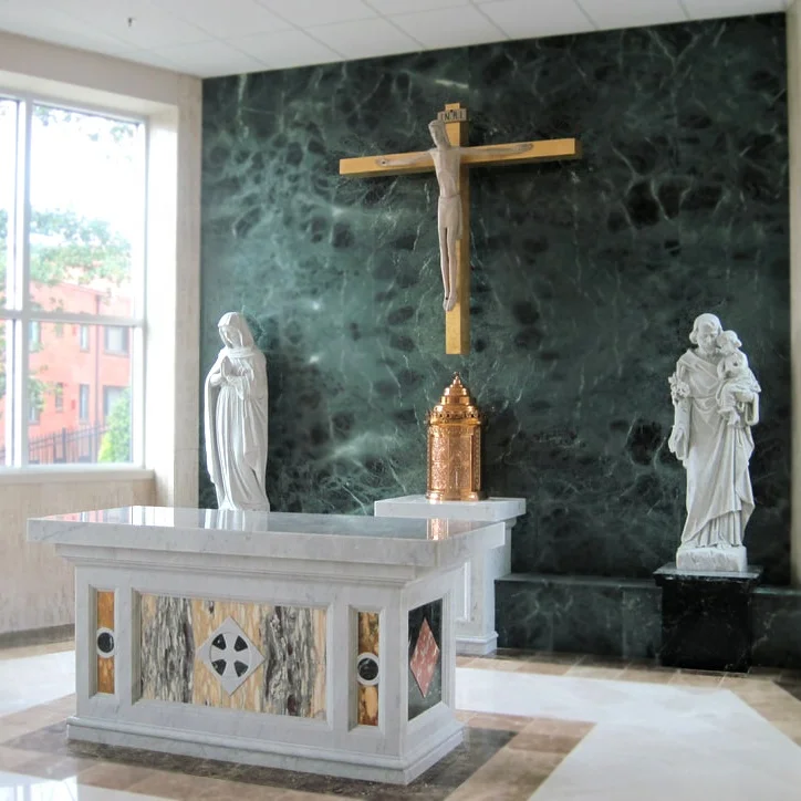 Custom Religious Church Hand Carved Marble Niche With Statue