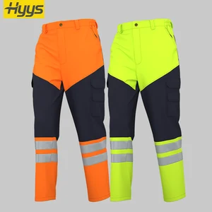 Custom Winter Heavy Work Pants Safety Hi Vis Trousers with Reflective Strips Fluorescent Hi Viz Workwear Pants