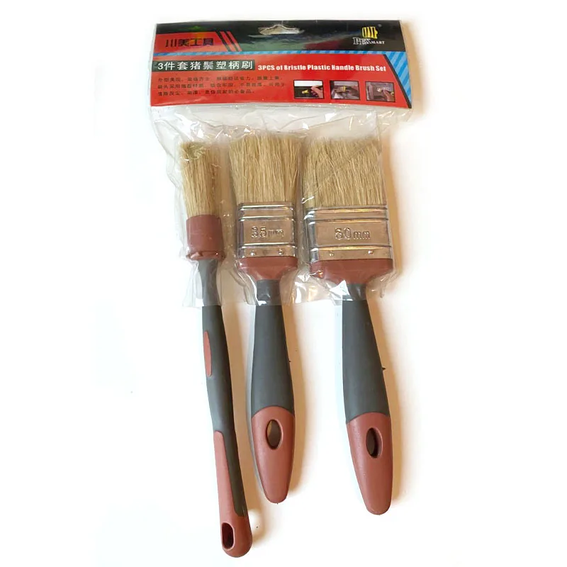 3pcs of bristle plastic handle brush set