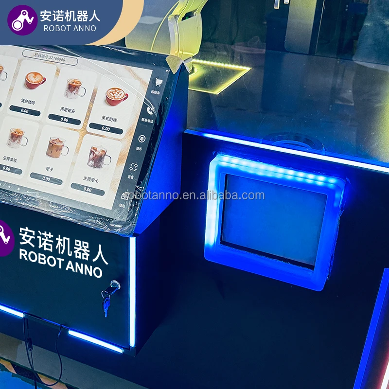 RobotAnno 6 Axis Robot Barista Coffee Machine Self Service Hot and Cold Robot Coffee Vending Machine for Shopping Mall