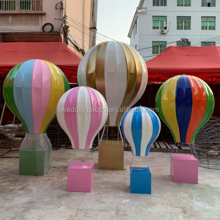 New Design Colorful Large Metal Resin Hot Air Balloon Statue for Park Outdoor Decoration