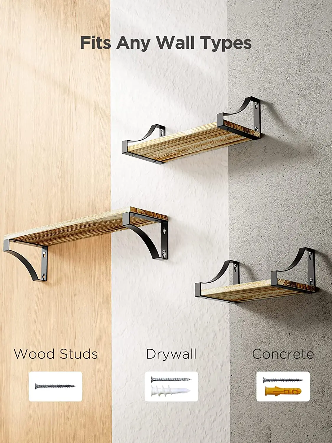 Wall Mounted Floating Shelves Wooden Shelves Set Of 3 For Bedroom