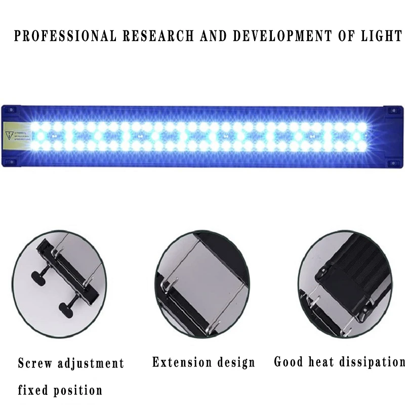 Aquarium Fish Tank Light Timer and Dimmer Blue and White LED 3 Installation Modes Aquarium Light for DIY Fish Tank