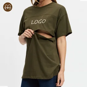 Wholesale Custom Women's Nursing T-shirt Maternity Clothing Casual Short Sleeve High Quality Breastfeeding Tee