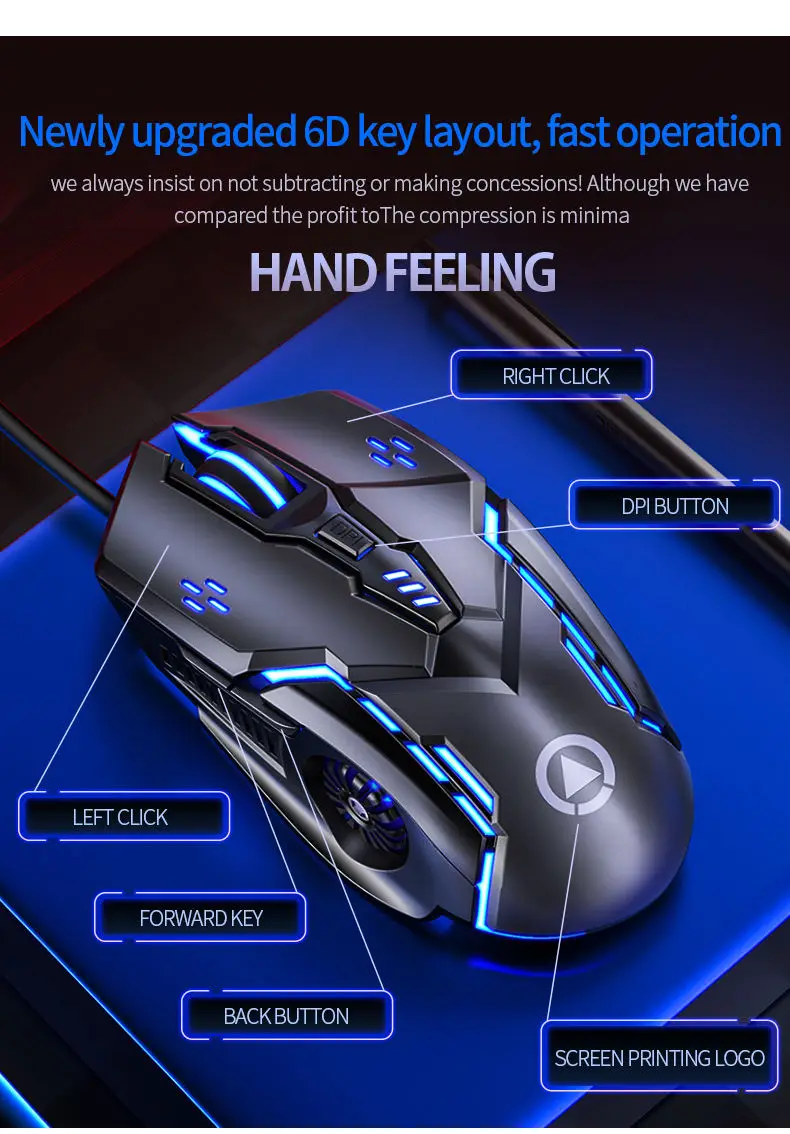 OEM Factory wholesale 3200DPI game esports G5 wired light mouse 6D mechanical mute computer accessories
