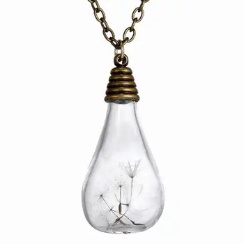 Vintage Necklaces Wish Real Dandelion Crystal Glowing Necklace Glass Bulb Pendants Necklace