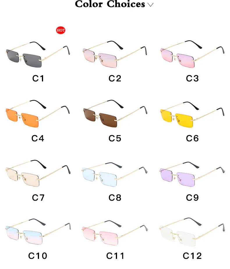 America Rimless Sunglasses Design Ins Cute Lady Rimless Small Size ...