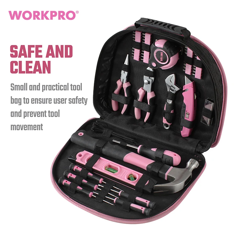 Workpro 103piece Pink Tool Kit Lady Household Hand Tools Set Round