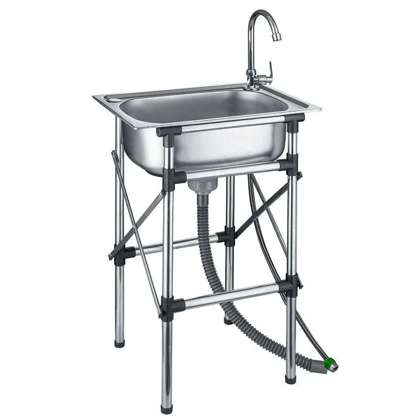 Portable Stainless Steel Sink Camping Outdoor Sink Wash Basin Foldable Free  Standing Kitchen Sink