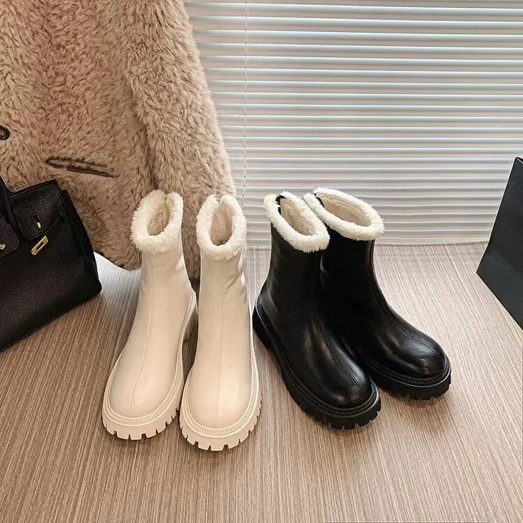 New Styles Fall Platform Boot Femme Fashion Round Toe Chunky Heel Short Ankle Boots for Women