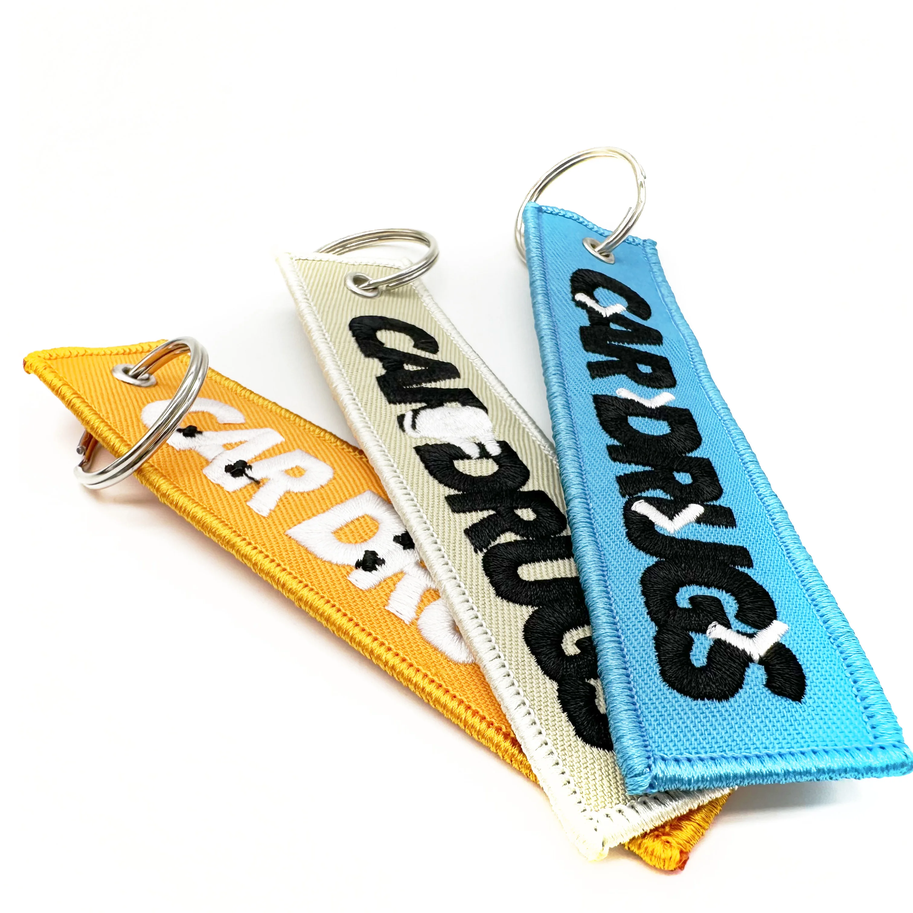 Wholesale Custom Aircraft Aviation Label Key Chain Rings Fabric