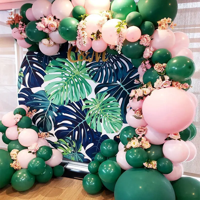 Retro Green Balloon Garland Arch Kit Gold Metal Balloons Wedding ...