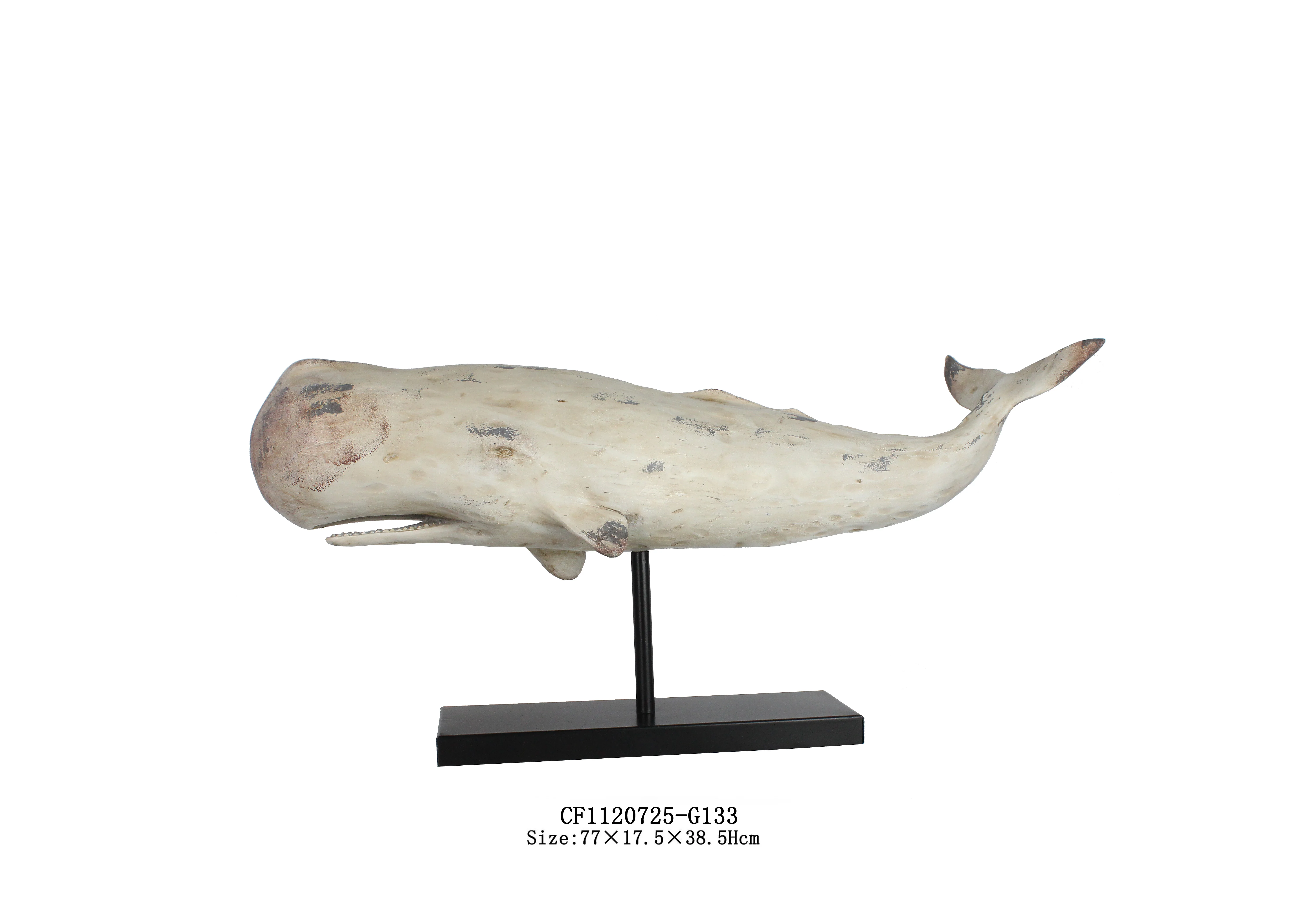 Artificial Creative Resin Coastal Wooden Look Sperm Whale Sculpture with Base for Aquarium Decor manufacture