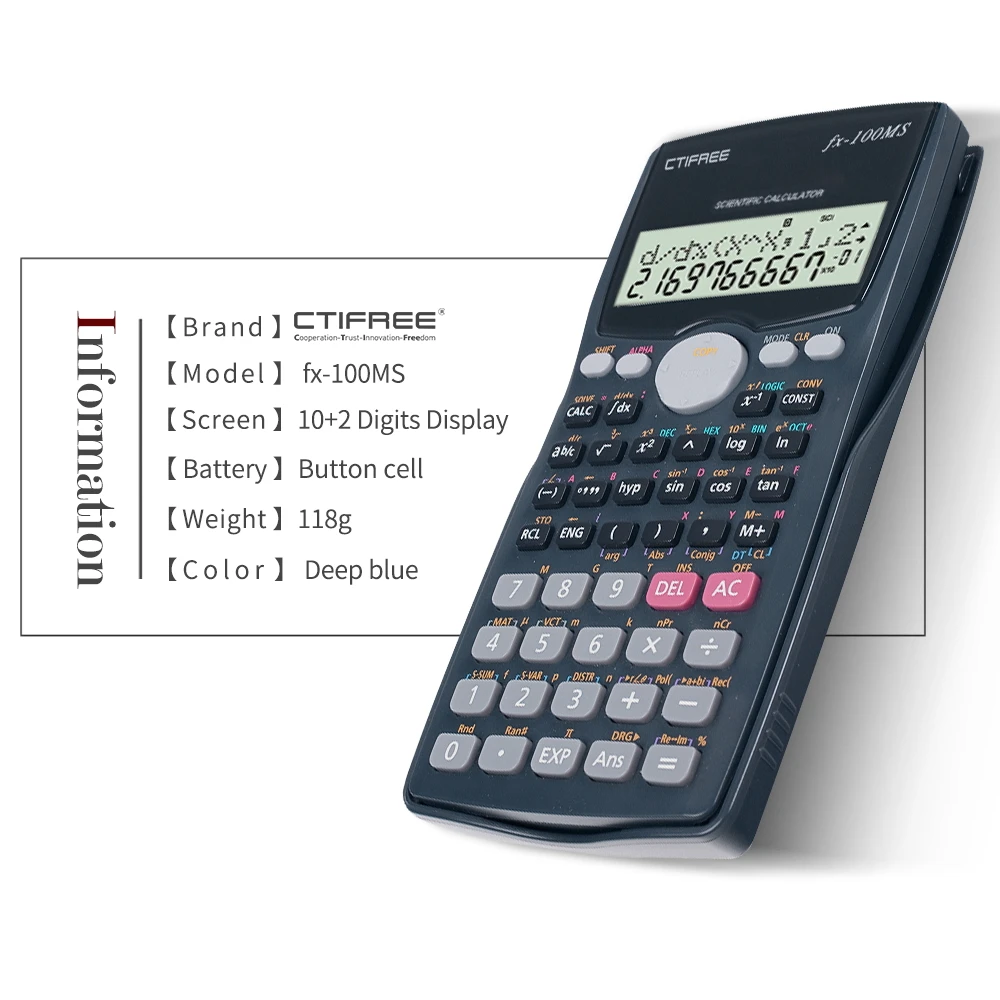 100ms Calculator Casio 100 Ms FX-100MS Scientific Calculator 10+2