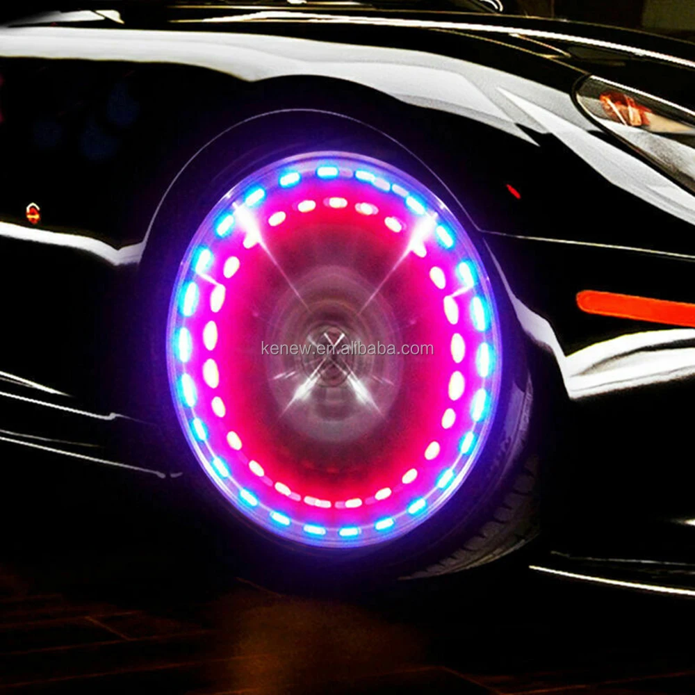 4 modes 12 led rgb voiture auto solaire énergie flash roue pneu jante  lumière lampe décoration de voiture styling accessoires